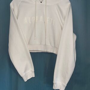 Alphalete White Cropped Zip-Up Sweater